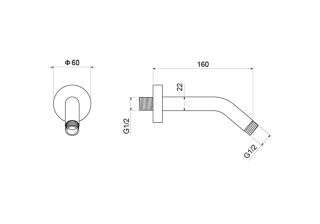 Держатель верхнего душа Aquatek AQ2173CR настенный 160 мм